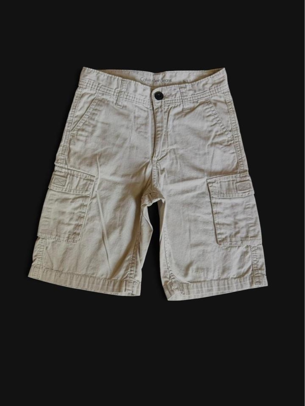 Calvin Klein Jeans Boys Khaki Cargo Shorts Size 7 Tan Utility Pockets EUC